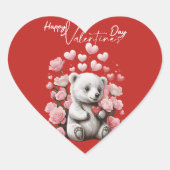 Valentinstag mit reichem Teddybär Herz-Aufkleber (Vorderseite)