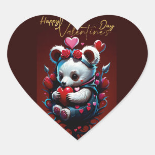 Valentinstag mit reichem Teddybär Herz-Aufkleber