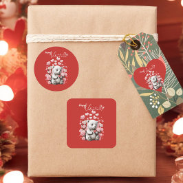 Valentinstag mit reichem Teddybär Herz-Aufkleber