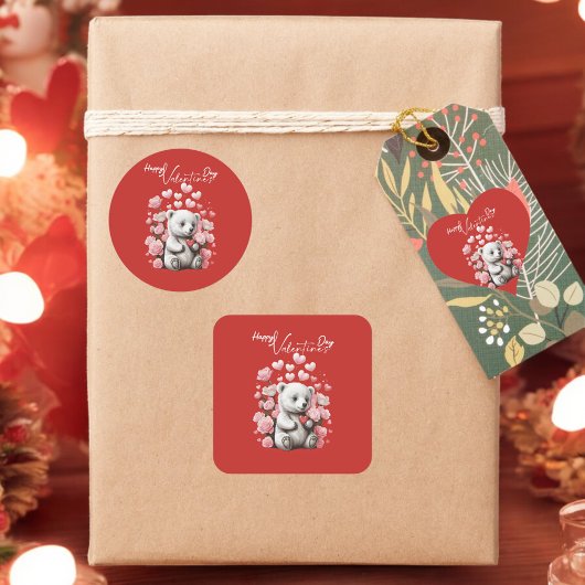 Valentinstag mit reichem Teddybär Herz-Aufkleber