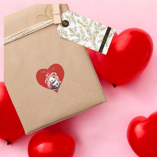 Valentinstag mit reichem Teddybär Herz-Aufkleber
