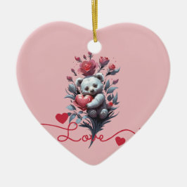 Valentinstag mit reichem Teddybär Keramik Ornament