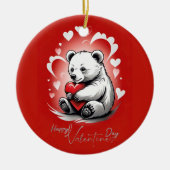 Valentinstag mit reichem Teddybär Keramik Ornament (Vorne)