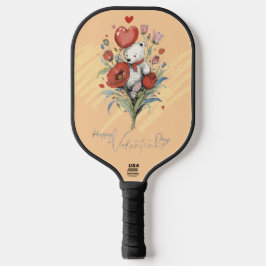 Valentinstag mit reichem Teddybär Pickleball Schläger