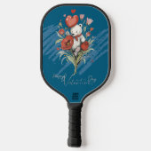 Valentinstag mit reichem Teddybär Pickleball Schläger (Rückseite)