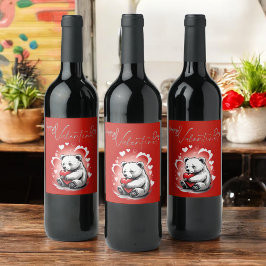 Valentinstag mit reichem Teddybär Weinetikett