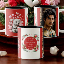 Valentinstag mit reichem Teddybär Zweifarbige Tasse