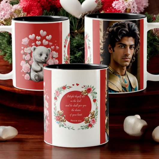 Valentinstag mit reichem Teddybär Zweifarbige Tasse