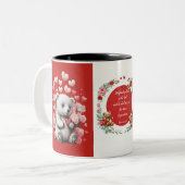Valentinstag mit reichem Teddybär Zweifarbige Tasse (Vorderseite Links)
