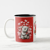 Valentinstag mit reichem Teddybär Zweifarbige Tasse (Links)