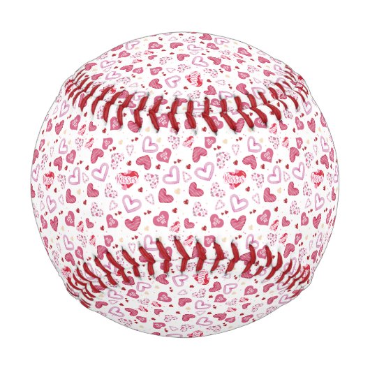 Valentinstag mit rosa Herzchen Baseball (Rückseite)
