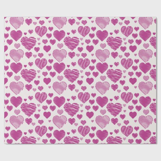 Valentinstag mit rosa Herzchen Geschenkpapier (Flach)
