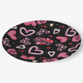 Valentinstag mit rosa Herzchen Pappteller (Schrägansicht)