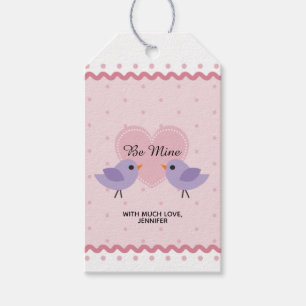 Valentinstag mit rosa Liebesvögeln Geschenkanhänger