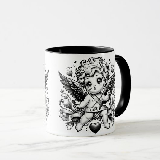 Valentinstag mit Rose und Taube Tasse (VorderseiteRechts)