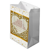 Valentinstag mit rotem Anfangs- und Goldherz Mittlere Geschenktüte (Rückseite Schrägansicht)