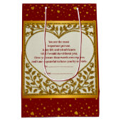Valentinstag mit rotem Anfangs- und Goldherz Mittlere Geschenktüte (Rückseite)
