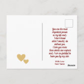 Valentinstag mit rotem Anfangs- und Goldherz Postkarte (Rückseite)