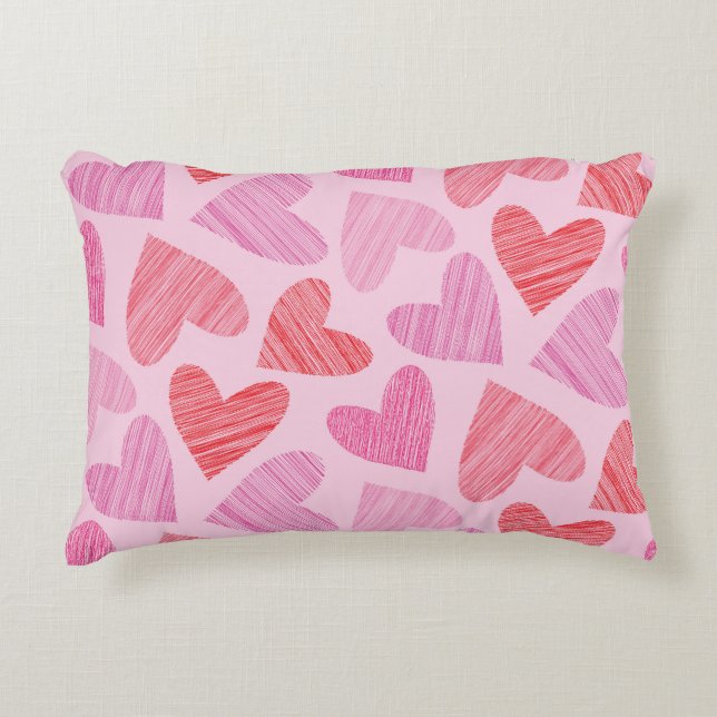 Valentinstag mit roten und rosa Herzen Dekokissen (Vorderseite)