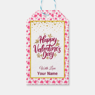 Valentinstag mit roter Initiale und goldenem Herze Geschenkanhänger