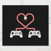 Valentinstag mit Videospielern mit Herzreglern Bierflaschenetikett (Einzelnes Label)