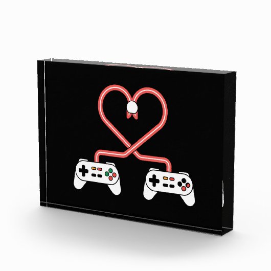 Valentinstag mit Videospielern mit Herzreglern Fotoblock (Rechts)