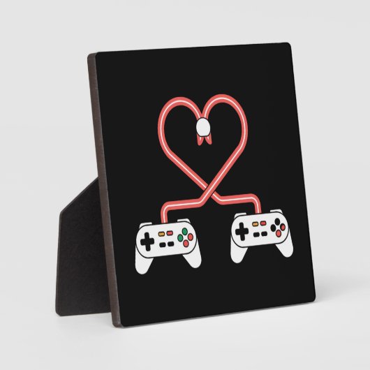 Valentinstag mit Videospielern mit Herzreglern Fotoplatte (Vorderseite)