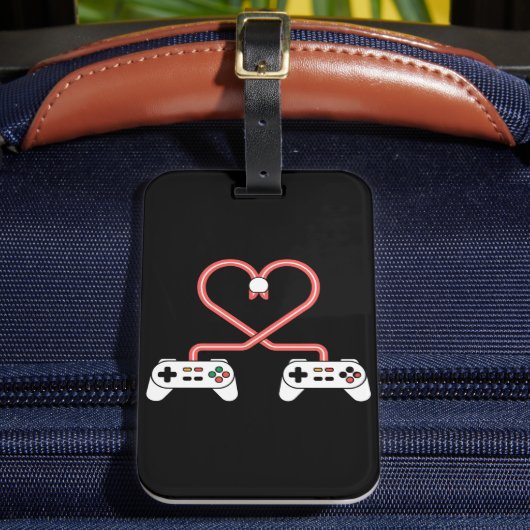 Valentinstag mit Videospielern mit Herzreglern Gepäckanhänger (Vorderseite Insitu 2)
