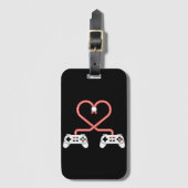 Valentinstag mit Videospielern mit Herzreglern Gepäckanhänger (Vorderseite Vertikal)