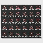 Valentinstag mit Videospielern mit Herzreglern Geschenkpapier (Flach)