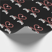 Valentinstag mit Videospielern mit Herzreglern Geschenkpapier (Ecke)