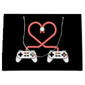 Valentinstag mit Videospielern mit Herzreglern Große Geschenktüte (Vorderseite)