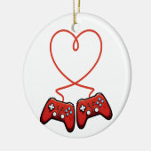 Valentinstag mit Videospielern mit Herzreglern Keramik Ornament (Links)