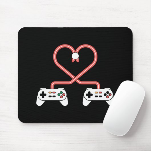 Valentinstag mit Videospielern mit Herzreglern Mousepad (Mit Mouse)