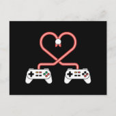 Valentinstag mit Videospielern mit Herzreglern Postkarte (Vorderseite)