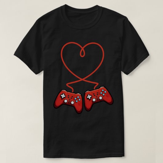Valentinstag mit Videospielern mit Herzreglern T-Shirt (Design vorne)