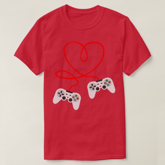 Valentinstag mit Videospielern mit Herzreglern T-Shirt (Design vorne)
