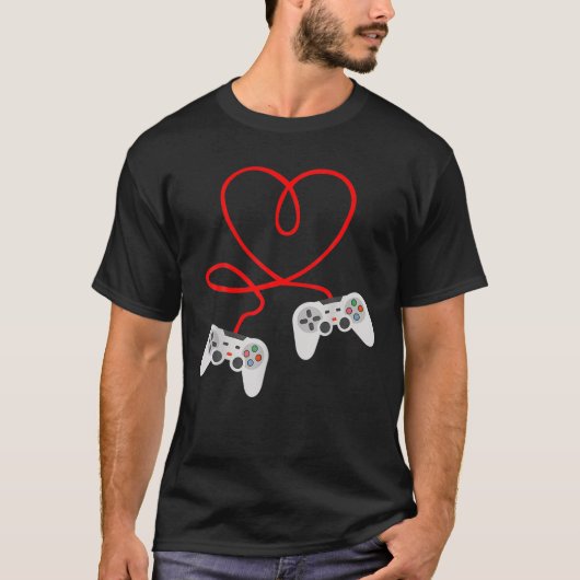 Valentinstag mit Videospielern mit Herzreglern T-Shirt (Vorderseite)