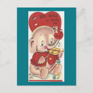 Valentinstag mit Vintage-Elefanten Feiertagspostkarte