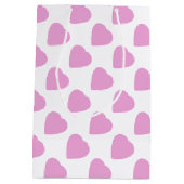Valentinstag mit weißem und rosa Herzmuster Mittlere Geschenktüte (Rückseite)