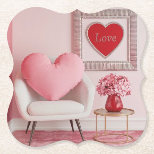 Valentinstag Mitte Jahrhundert Modernes Untersetze Untersetzer (Vorderseite)