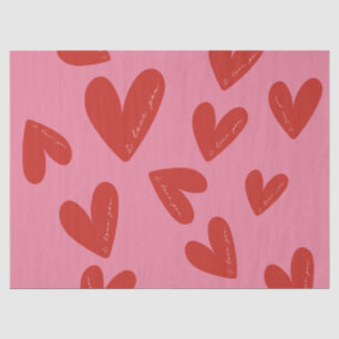 Valentinstag Moderne rote und rosa Herzen Schrift Seidenpapier