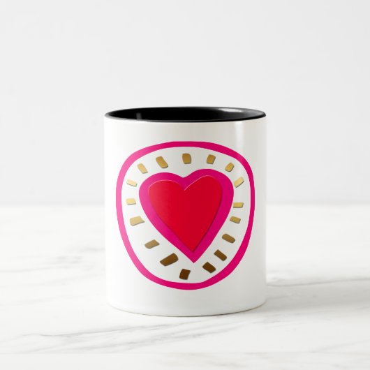 Valentinstag - Modernes rosa Herz 1W Tasse (Mittel)
