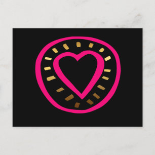 Valentinstag Modernes rosa Herz Schwarz 2 Postkart Feiertagspostkarte