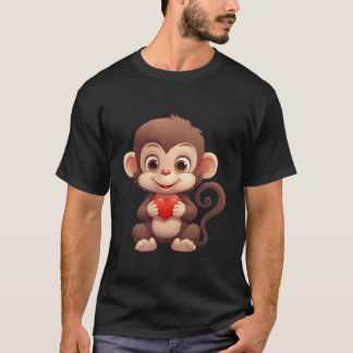 Valentinstag Monkey Heart Graphic Design T-Shirt
