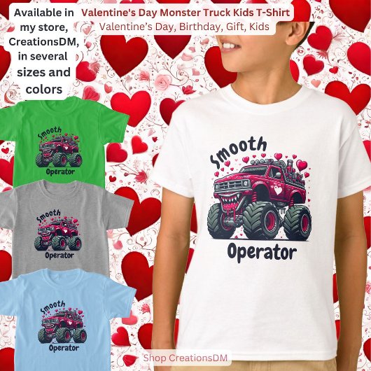 Valentinstag Monster Lkw Kinder T-Shirt