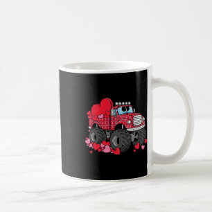 Valentinstag Monster LKW mit Herz Kariert Kaffeetasse