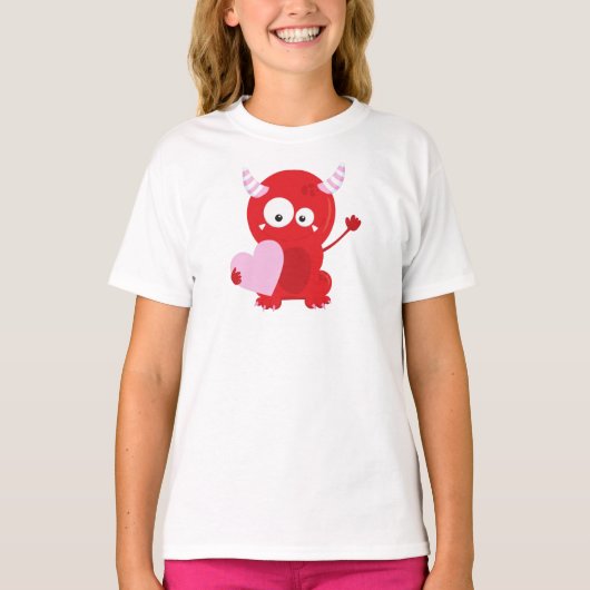 Valentinstag Monster, Niedliches Monster, Herz T-Shirt (Vorderseite)