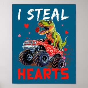 Valentinstag-Monstertruck-Trex-Junge-Kleinkind I S Poster