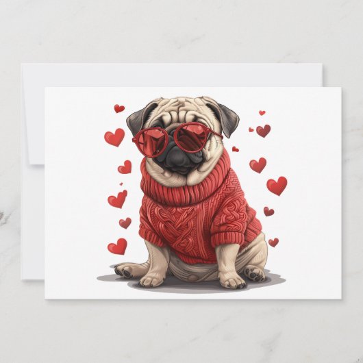 Valentinstag Mops Dog Feiertagskarte (Vorderseite)